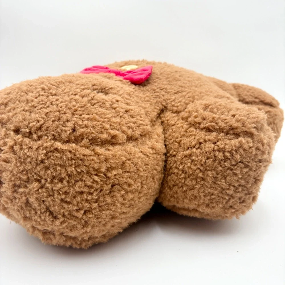 Cupcakes and Cashmere Gingerbread Man Plush Pillow Red Bow Buttons Holiday Decor